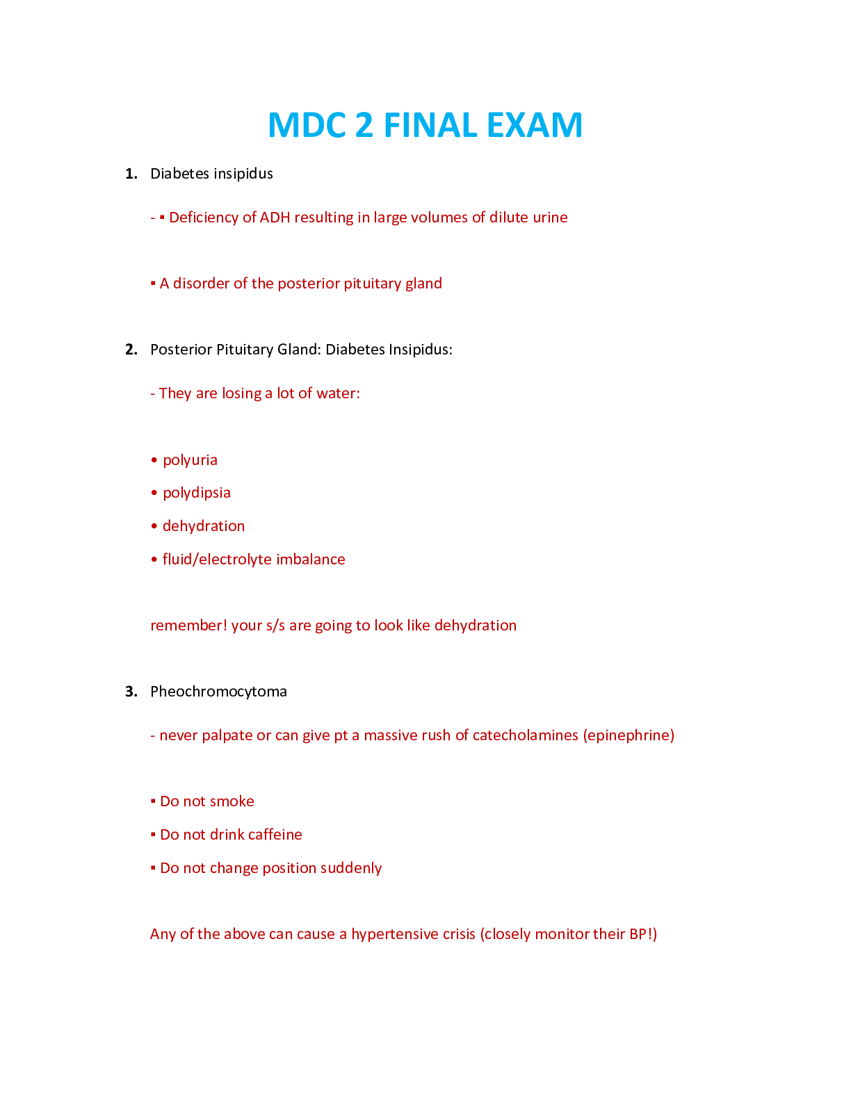 Preview image for NUR 2392 / NUR2392 Final Exam Study Guide: Multidimensional Care II / MDC 2 Final Exam Study Guide (2021/2022) Rasmussen